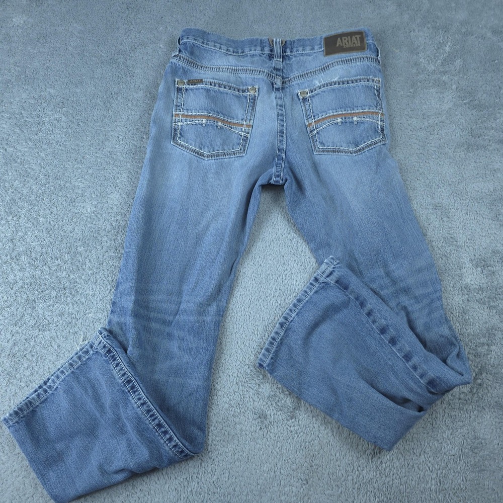 Ariat M4 Coltrane Jeans Mens 32x32 Light Blue Wash Bootcut Distressed - Picture 7 of 16